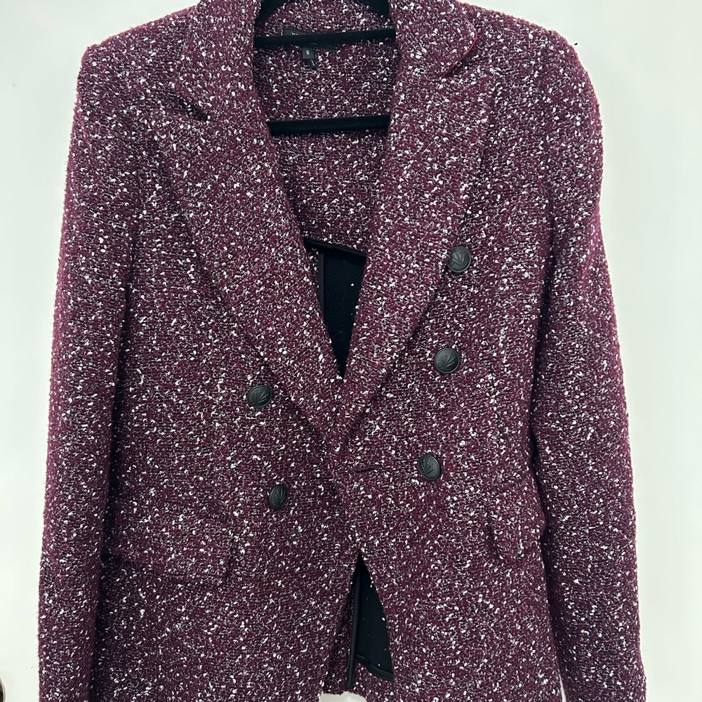 Rag & Bone Chic Burgundy Tweed Blazer